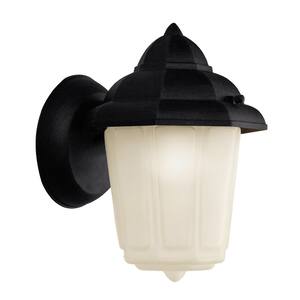 Dale 1-Light Black Outdoor Wall Light Fixture with Frosted Glass