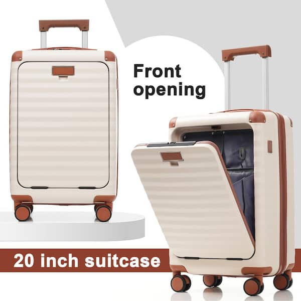 Merax 5 Bags 5-Piece Brown and White Expandable ABS Hardside
