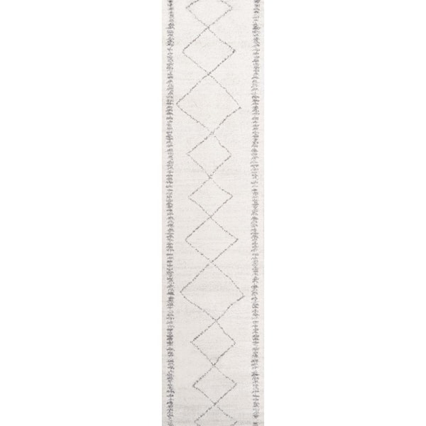Zaina Moroccan Beni Souk Cream/Gray 2 ft. x 8 ft. Runner Rug