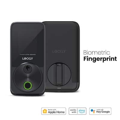 Lockly Secure Pro Zeno Series Matte Black Deadbolt WiFi Smart Lock, Apple Home Key, Fingerprint, Keypad, Siri/Alexa/Google