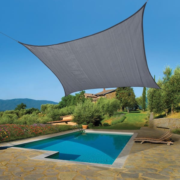 SHADE SAIL❤️未使用 Vigoro 12 ft. x 12 ft. Stone Gray Square Shade Sail (2-Pack) 25683