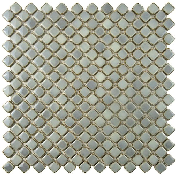 Merola Tile Hudson Diamond Grey Eye 12-3/8 in. x 12-3/8 in. Porcelain Mosaic Tile (10.9 sq. ft./Case)