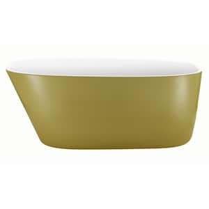63 in. Acrylic Freestanding Bathtub Flatbottom Single Slipper Soaking Bathtub in Matte Gold