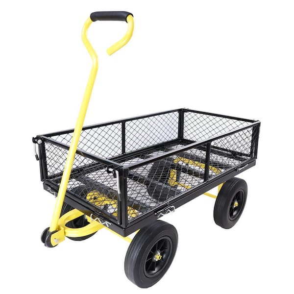 Ami 3.5 cu. ft. 500 lbs. Capacity Steel Yard Wagon Garden Cart Removable Sides Flat Bed Black