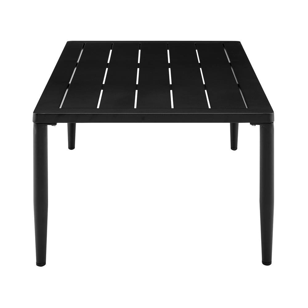 Veyda Black Aluminum and Teak Outdoor Coffee Table