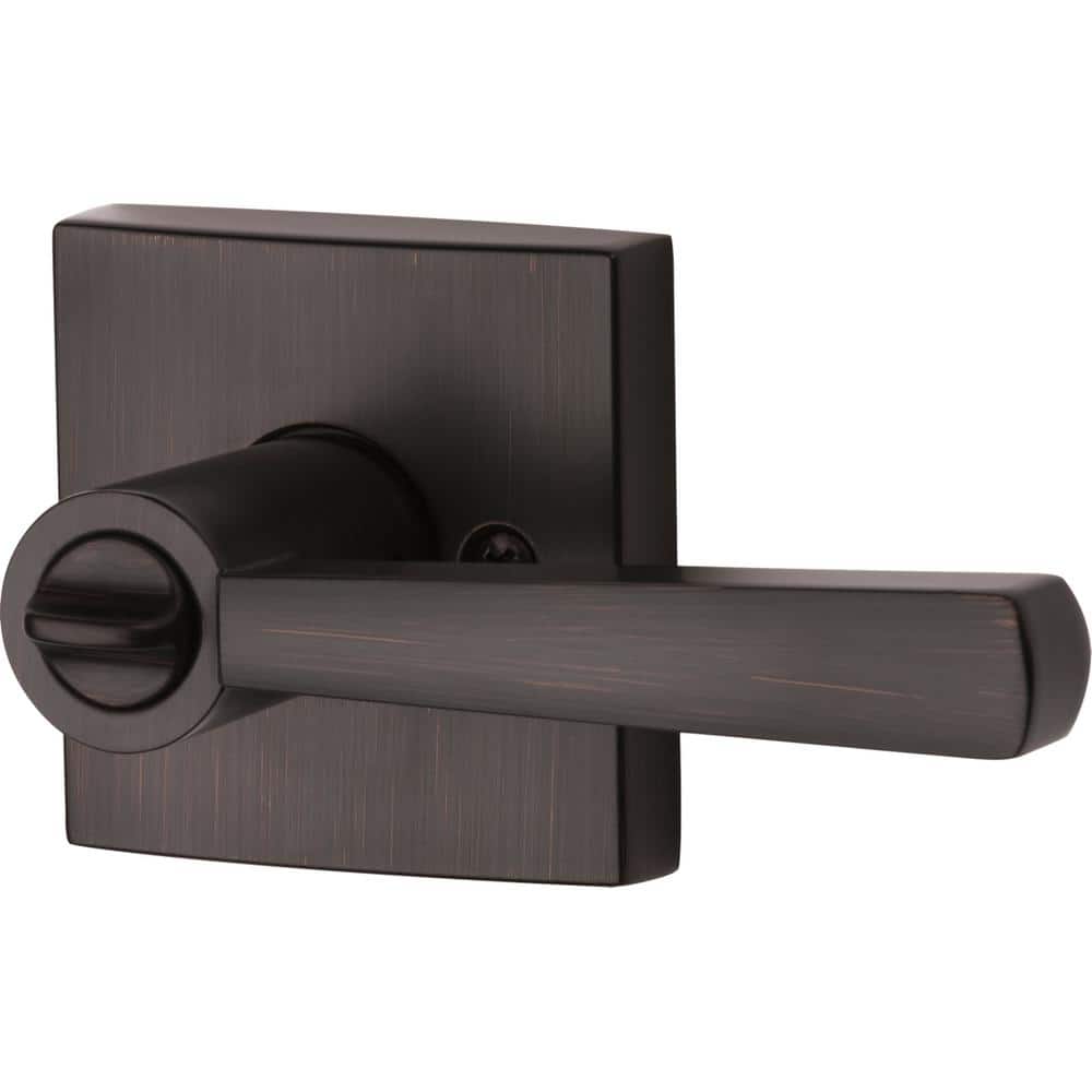 Venetian Bronze Modern Keyed Entry Door Lever with Square Rose