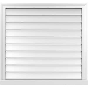 34 in. x 32 in. Vertical Surface Mount PVC Gable Vent: Functional with Brickmould Sill Frame