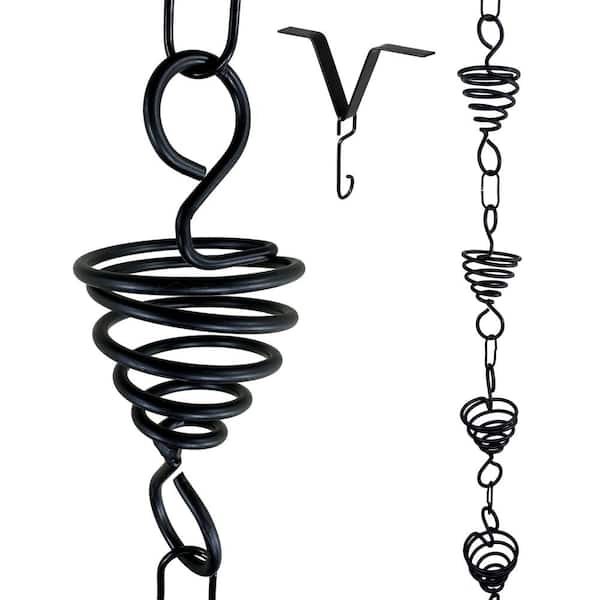 U-nitt 8.5 ft. Black Coiled Bird Nest Rain Chain