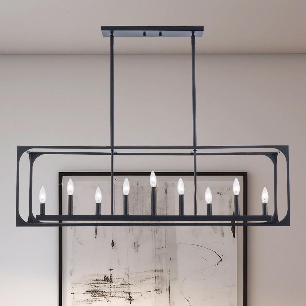 Ruby Ridge 9-Light Black Hanging Linear Island Chandelier Light Fixture price history on PriceWatchPro