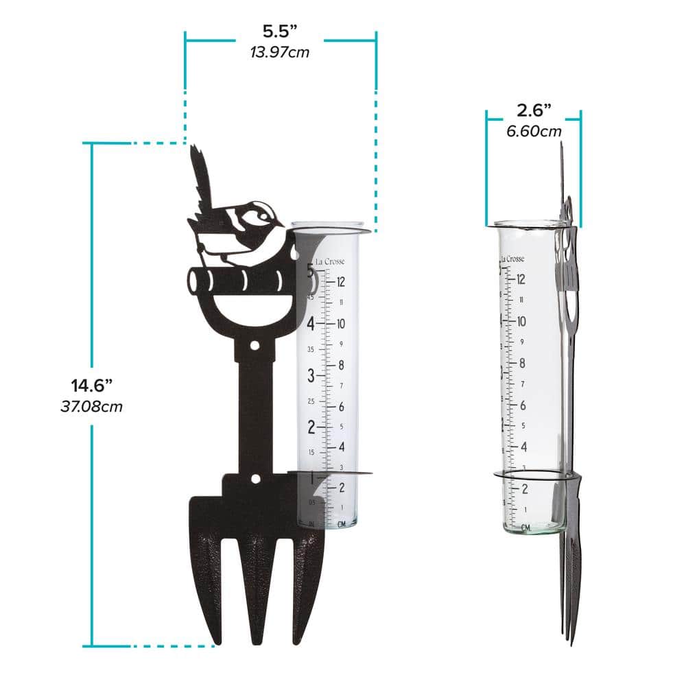Hammered Bronze Metal Garden Rain Gauge with Glass Tube