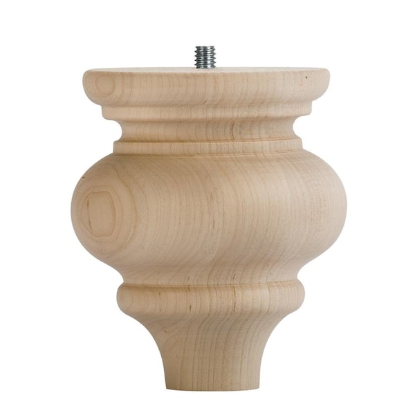 Waddell Marseille Bun Foot - 4 in. H x 3.625 in. Dia. - Furniture Grade Unfinished Maple Wood - DIY Feet for Sofas, Beds, Stools
