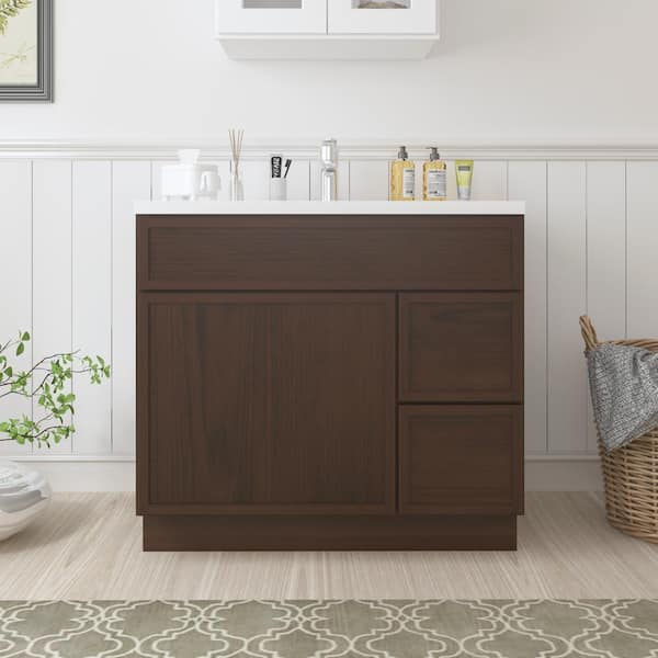 Vanity Art 36 in. W x 21 in. D x 32.5 in. H 2-Right Drawers Bath Vanity Cabinet without Top in Brown