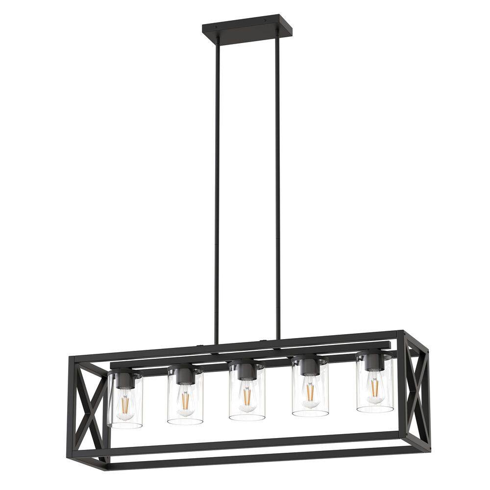 5 Light Matte Black Rectangle Chandelier for Kitchen Island and Table with no bulbs included price history on PriceWatchPro