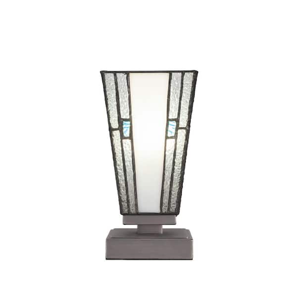 Unbranded Quincy 8.5 in. Graphite Accent Lamp with Glass Shade