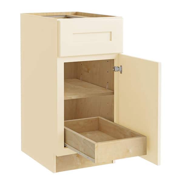 Home Decorators Collection Newport 12 in. W x 24 in. D x 34.5 in. H Assembled Plywood Base Kitchen Cabinet in Blended Cream with 1ROT Soft Close RH