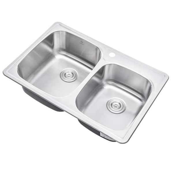 Topmount Drop-In 18G Stainless Steel 33-1/8 in. 1 Hole 60/40