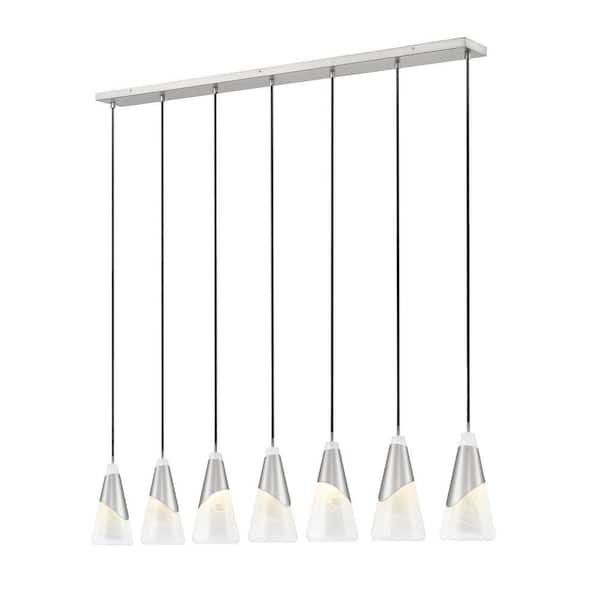 Aimie 7 light Brushed Nickel Chandelier for Indoor Use with No Bulbs Included