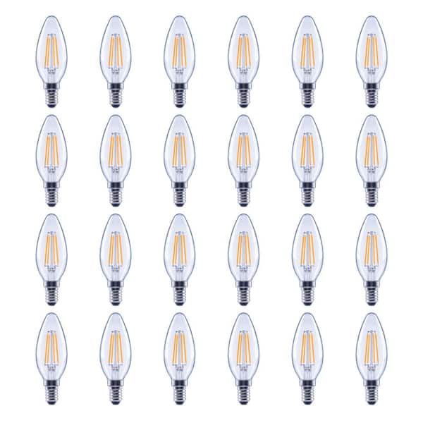 Unbranded 60-Watt Equivalent B11 Candelabra Glass Vintage Decorative Edison Filament Dimmable LED Light Bulb Soft White (24-Pack)
