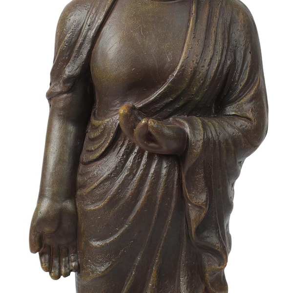 LuxenHome Weathered Brown MgO Quiet Little Buddha Monk Garden Statue  WHST254 - The Home Depot