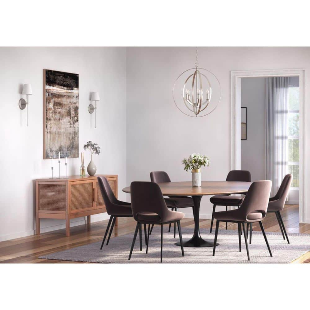 Equinox Burnished Silver 5-Light Steel Chandelier Pendant