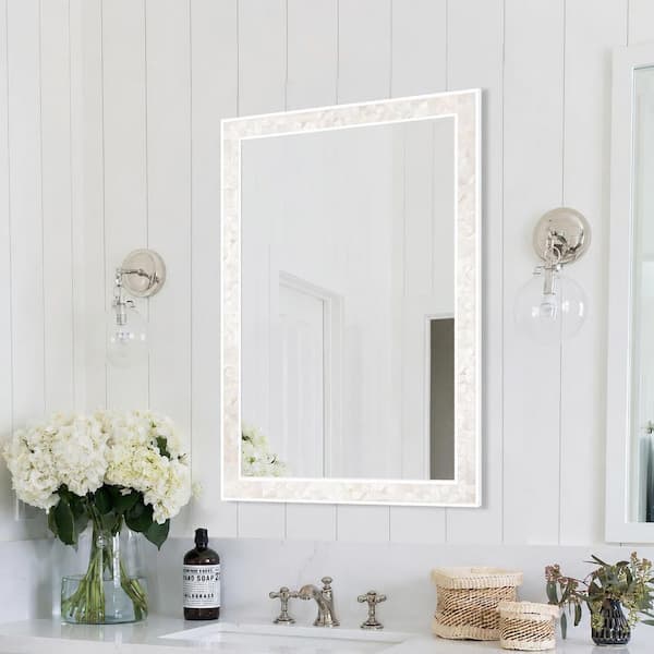 CYIKE 36 in. H x 24 in. W Rectangular Natural Shell Mosaic and
