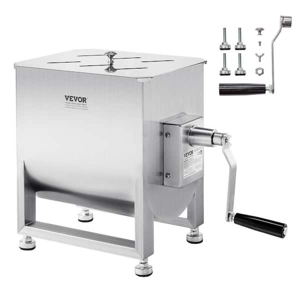 Manual Meat Mixer, 60L Fixed Tank Meat Processing Equipment (Mixing Max 60LBS. for Meat), with Lid Handle Gear Reducer