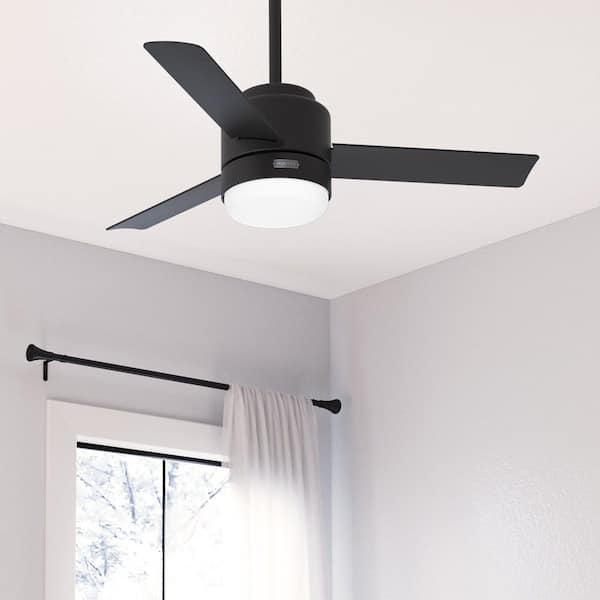 Hunter Gilmour 44 in. Indoor/Outdoor Matte Black Ceiling Fan with Light Kit and Remote Included