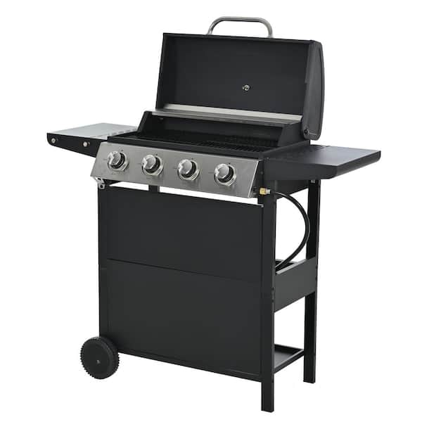 Cesicia 4-Burner Propane Gas Grill Aluminium in Black with Cover
