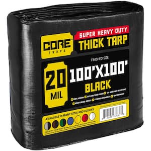 100 ft. x 100 ft. Black 20 Mil Heavy Duty Polyethylene Tarp, Waterproof, UV Resistant, Rip and Tear Proof