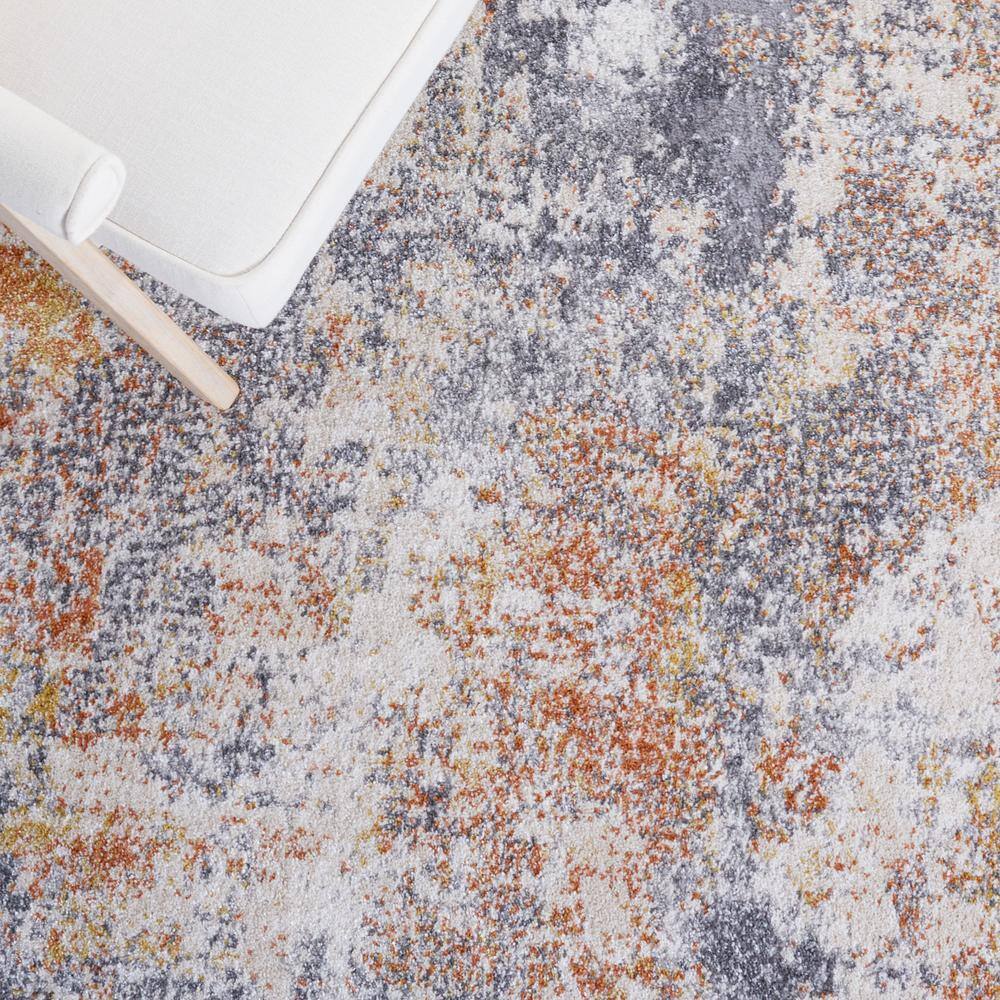 Gray Abstract Hand-Knotted Synthetic 8' x 10' Rug