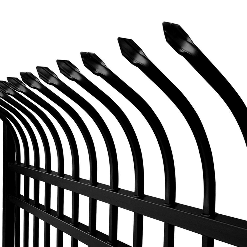 Athens Style Black Steel 8-Panel Curved Top Fence Kit