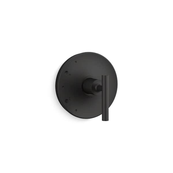KOHLER Purist Rite-Temp Lever Handle 1-Handle Wall Mount Valve Trim Kit in Matte Black (Valve Not Included)