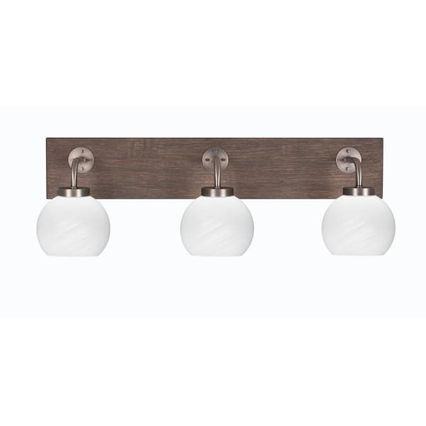 Unbranded Kirby 26 in. 3-Light Graphite and Painted Distressed Wood-look Metal Vanity Light