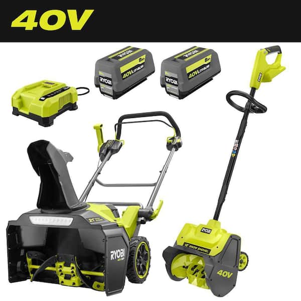 40V HP Brushless 21" Single-Stage Cordless Auger Propelled Snow Blower & 12" Shovel w/ (2) 8.0 Ah Batteries & Chargers