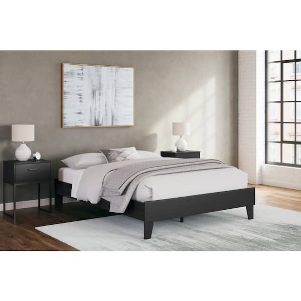 Socalle Black Wood Frame Queen Platform Bed