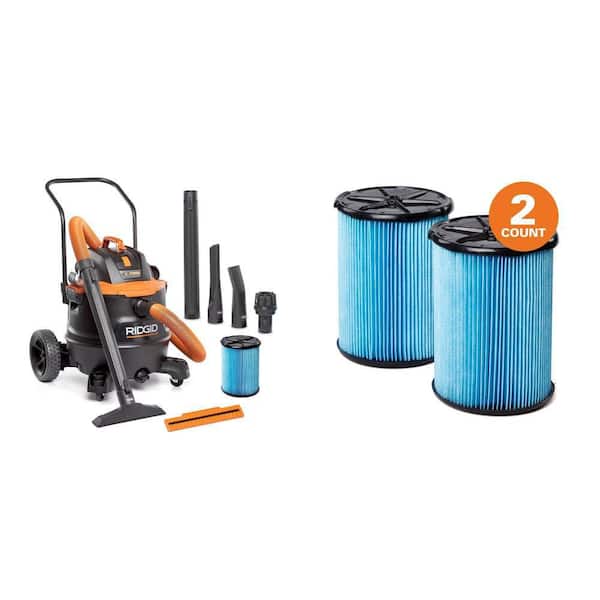 16 Gal. 7.0 Peak HP NXT Shop Vacuum with Cart, Pro Hose and Fine Dust Filter plus Fine Dust Filter (2-Pack)