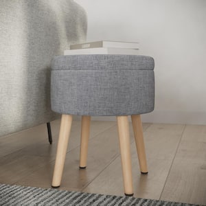 Gray Storage Ottoman - Footrest, Toy Chest, or Storage Organizer with Removable Flip Top Hard Lid