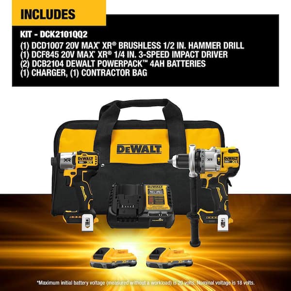 20V MAX Lithium-Ion Cordless 2-Tool Combo Kit with (2) 4.0 Ah Batteries, Charger and Kit Bag