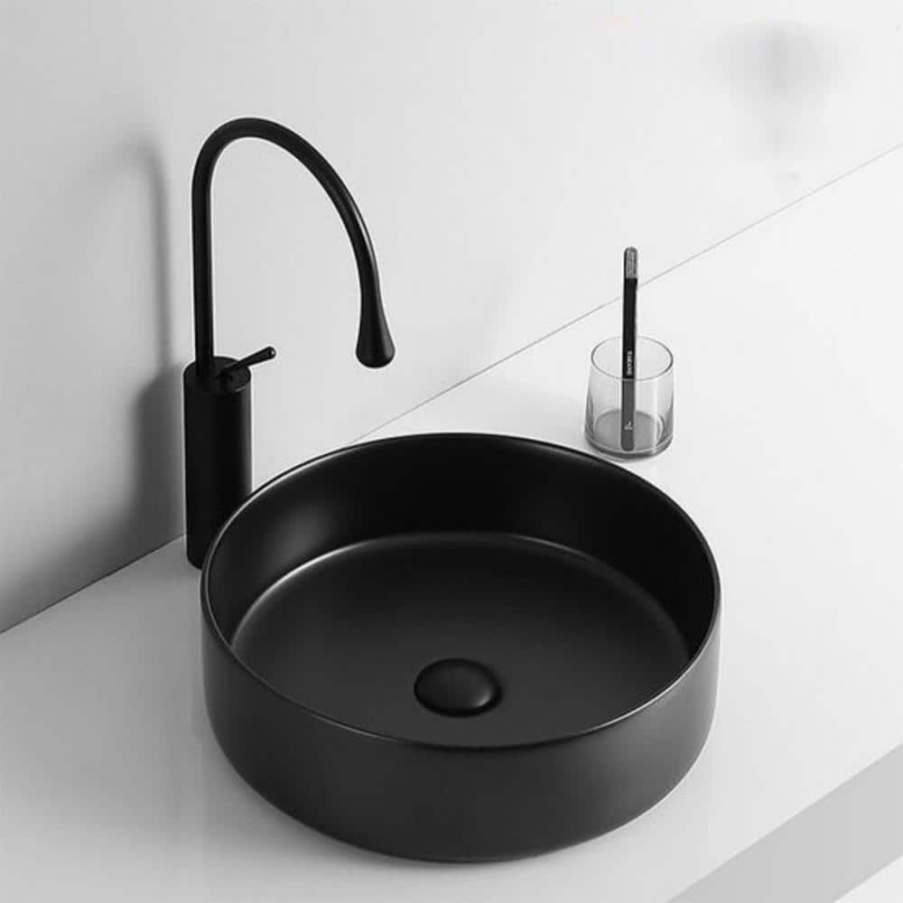 Modern Style Ceramic Circular Vessel Bathroom Sink Art Sink in Black price history on PriceWatchPro
