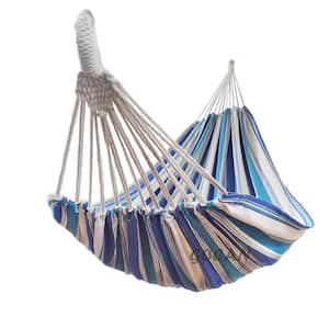 10.5 ft. High Quality Cotton Yarn Extra Large Portable Hammock in Purple/White Stripe For 2 Persons with Bag and 2 Ropes