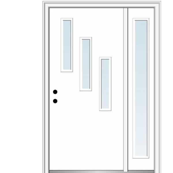 MMI DOOR Davina 48 in. x 80 in. Right-Hand Inswing 3-Lite Clear Low-E Primed Fiberglass Prehung Front Door on 4-9/16 in. Frame