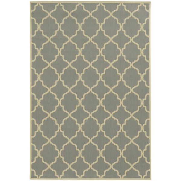 Home Decorators Collection Newport Grey  Doormat 3 ft. x 5 ft. Indoor/Outdoor Patio Area Rug