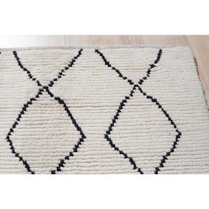 Ivory 8.3 ft. x 10.5 ft. Hand-Knotted Wool Moroccan Berber Moroccan Area Rug
