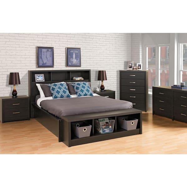 Prepac District 5-Drawer Washed Black Chest of Drawers