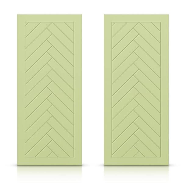 CALHOME 84 in. x 84 in. Hollow Core Sage Green Painted Composite MDF Interior Double Closet Sliding Doors