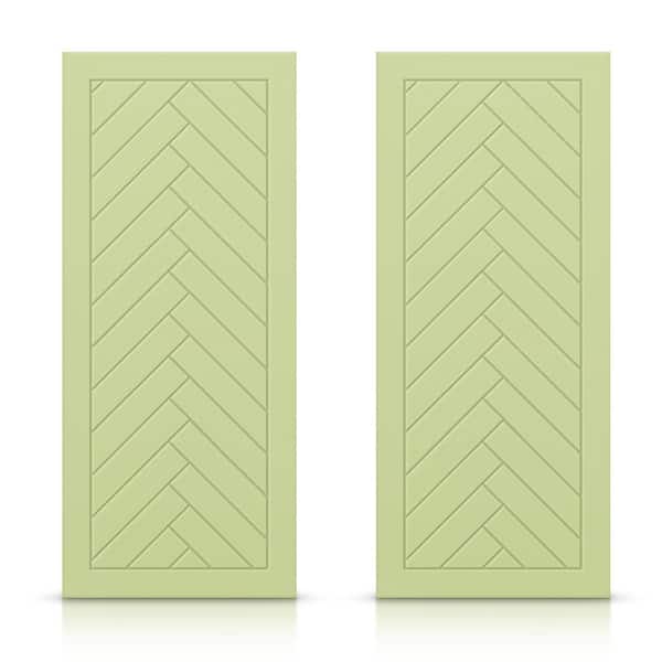 CALHOME 60 in. x 96 in. Hollow Core Sage Green Painted Composite MDF Interior Double Closet Sliding Doors