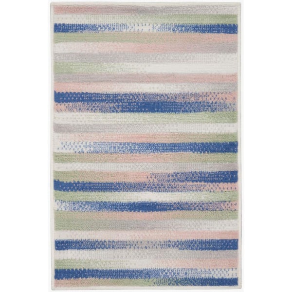 Nourison Whimsicle Ivory Multicolor doormat 2 ft. x 3 ft. Geometric Contemporary Kitchen Area Rug