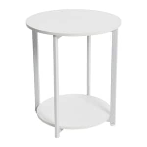 20.3 in. W 2 Tier Round End Table Scandinavian White, 24 in. H x 20.3 in. W x 20.3' D