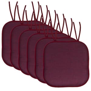 Cameron Square Memory Foam 16 in.x16 in. Non-Slip Back, Chair Cushion with Ties (6-Pack), Wine