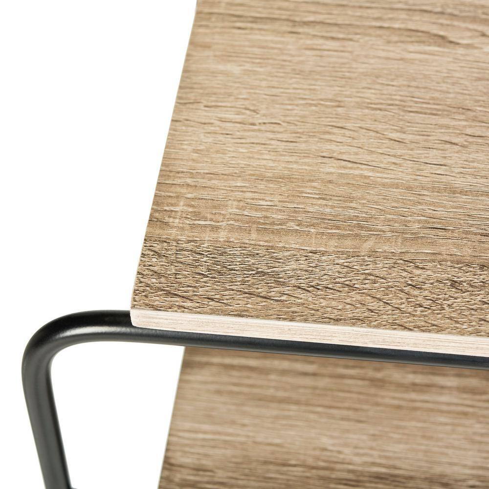 Marcel Beige Wood and Metal Rectangular End Table